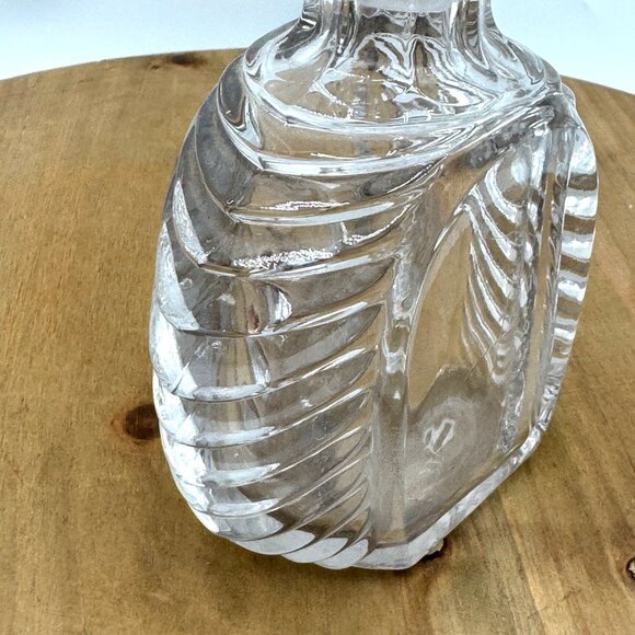 Vintage Glass Decanter With Ridged Design & Pointed Stopper For Spirits Or Decor - Picture 5 of 12